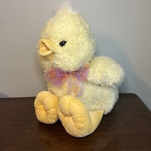 Chosun Plush Duck Chick Yellow Easter Open Beak Pink Bow 12"